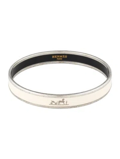 Pre-owned Hermes Narrow Enamel Bangle Bracelet, 8.25"