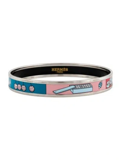 Pre-owned Hermes Narrow Enamel Bangle Bracelet, 8.25" In Multi