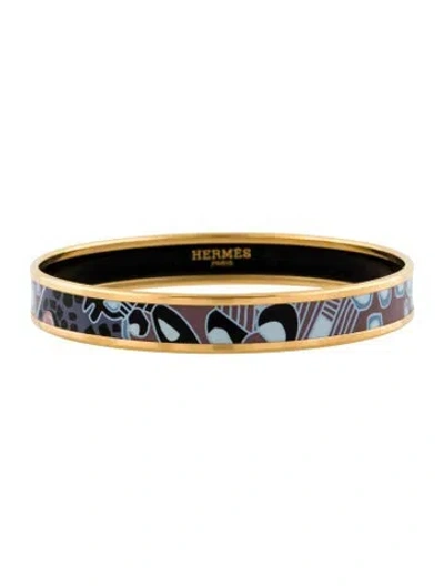 Pre-owned Hermes Narrow Enamel Bangle Bracelet, 8.25" In Multi