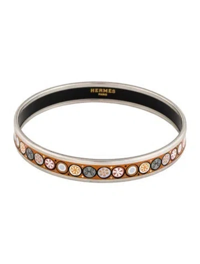 Pre-owned Hermes Narrow Enamel Bangle Bracelet, 8.25" In Multi