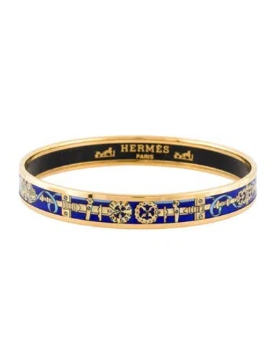 Pre-owned Hermes Narrow Enamel Bangle Bracelet, 8.25" In Multi