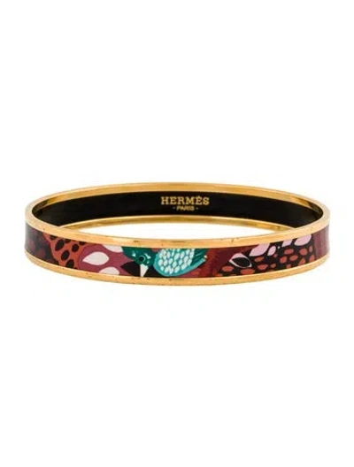 Pre-owned Hermes Narrow Enamel Bangle Bracelet, 8.25" In Multi