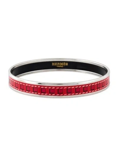 Pre-owned Hermes Narrow Enamel Bangle Bracelet, 8.25" In Multi