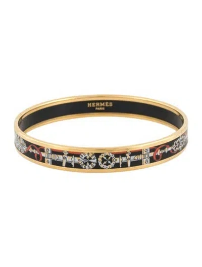 Pre-owned Hermes Narrow Enamel Bangle Bracelet, 8.25" In Multi