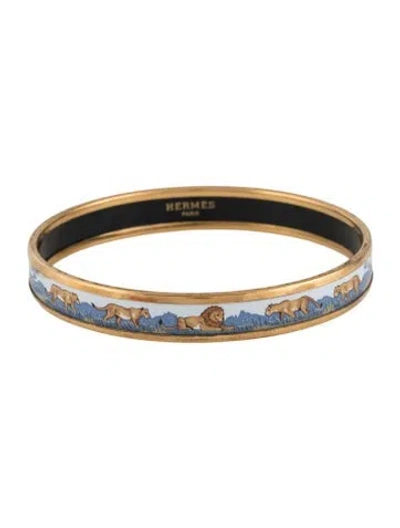 Pre-owned Hermes Narrow Enamel Bangle Bracelet, 8.25" In Multi