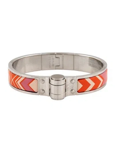 Pre-owned Hermes Narrow Enamel Hinged Bangle Bracelet, 6.5" In Multicolor