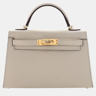 Pre-owned Hermes Nata Epsom Mini Kelly 20 In Sand