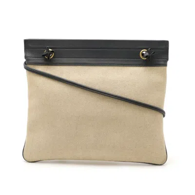 Pre-owned Hermes Natural Navy Toile H Leather Shoulder Bag ()