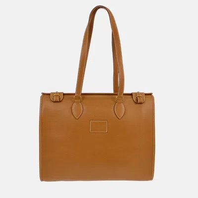 Pre-owned Hermes Natural Sable Ardennes Cabas 40 Shoulder Tote Bag In Brown