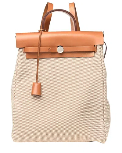Pre-owned Hermes Hermès Natural Toile Canvas Vache Hunter Criss Viking Herbag A Dos Retourne  Backpack (authentic Pre