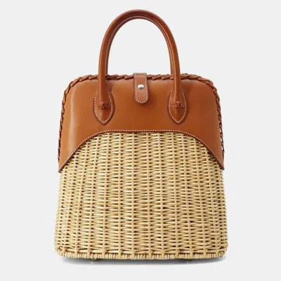Pre-owned Hermes Natural/fauve Willow Barenia Leather Bolit Picnic Size 24 In Brown