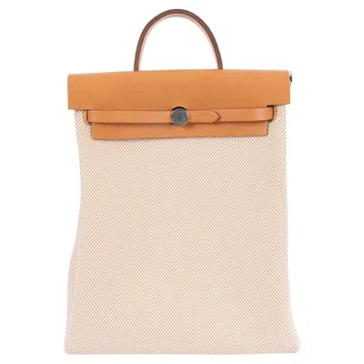 Pre-owned Hermes Naturel Hunter / Criss Viking Herbag A Dos Zip Retourne Backpack Bag In Sand