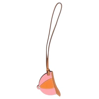 Pre-owned Hermes Hermès Naturel Sable Rose D'ete Abricot Swift Paddock Bombe Bag Charm In Red