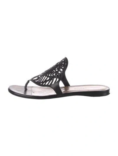 Pre-owned Hermes Nautilus Leather Flip Flops In Black