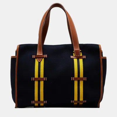 Pre-owned Hermes Navy Blue Cabas Camail Tote Bag