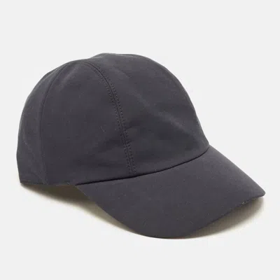 Pre-owned Hermes Hermès Navy Blue Cotton Blend Baseball Paddock Cap Size 57