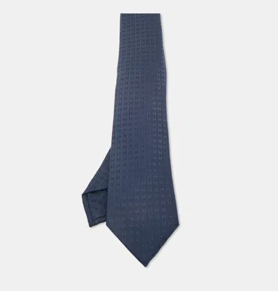 Pre-owned Hermes Navy Blue H Patterned Silk Tie