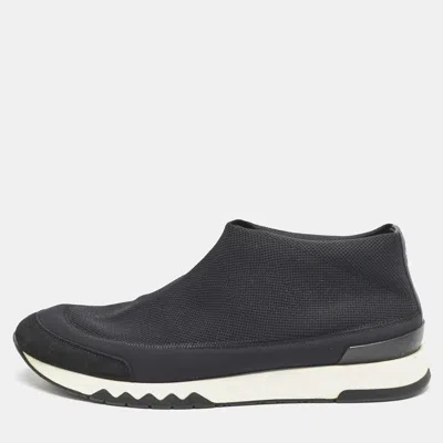 Pre-owned Hermes Hermés Navy Blue Knit Fabric Tokyo Slip-on Sneakers Size 42.5