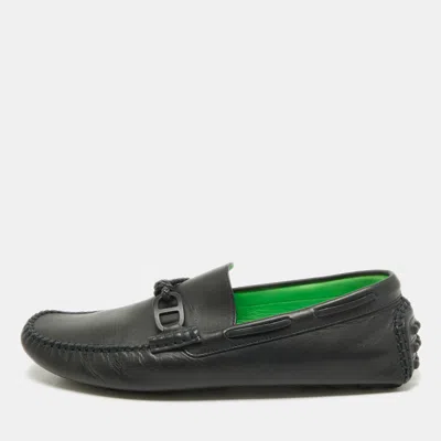 Pre-owned Hermes Navy Blue Leather Alessandro Loafers Size 41