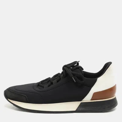 Pre-owned Hermes Navy Blue Neoprene Miles Low Top Sneakers Size 39.5