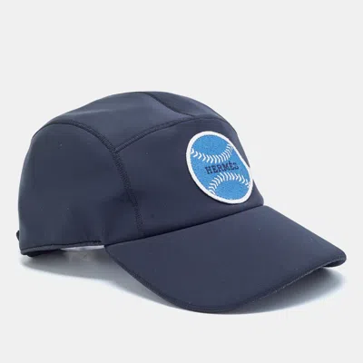 Pre-owned Hermes Hermès Navy Blue Neoprene Nevada Baseball Cap Size 54