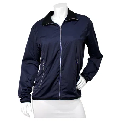 Pre-owned Hermes Hermès Navy Blue Warm-up Fleece Bomber Jacket