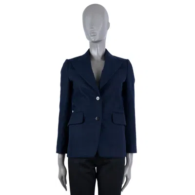 Pre-owned Hermes Navy Blue Wool Oversized Lapel Blazer Jacket 34 Xxs