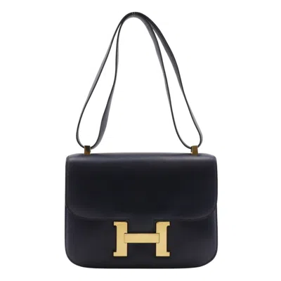 Pre-owned Hermes Navy Box Calf Leather Shoulder Bag ()