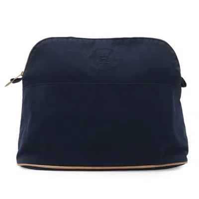 Pre-owned Hermes Navy Canvas Clutch Bag Pouch ()