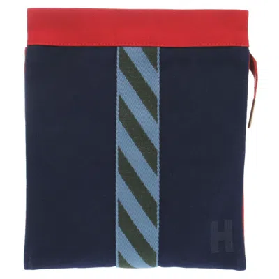 Pre-owned Hermes Navy Canvas Cotton Clutch Bag ()