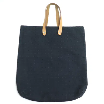 Pre-owned Hermes Navy Canvas Leather Tote Bag ()