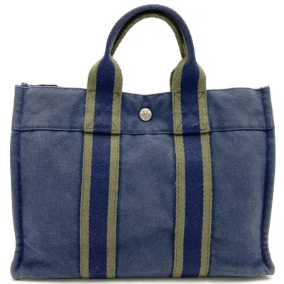 Pre-owned Hermes Navy Canvas Tote Bag ()