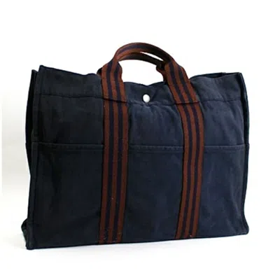 Pre-owned Hermes Navy Canvas Tote Bag ()