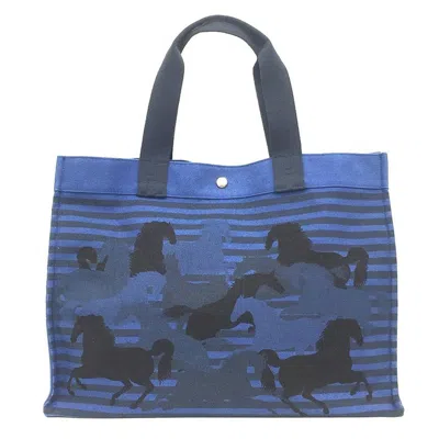 Pre-owned Hermes Navy Canvas Tote Bag ()
