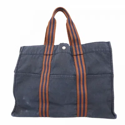 Pre-owned Hermes Navy Canvas Tote Bag () In Blue