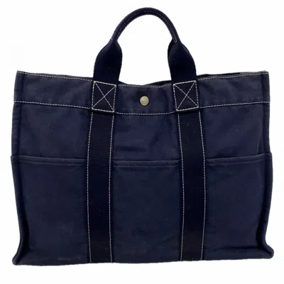 Pre-owned Hermes Navy Canvas Tote Bag ()