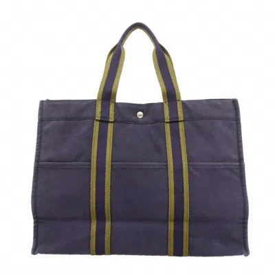Pre-owned Hermes Navy Canvas Tote Bag ()