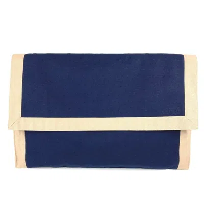 Pre-owned Hermes Navy Cotton Clutch Bag Pouch () In Blue
