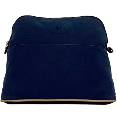 Pre-owned Hermes Navy Cotton Clutch Bag Pouch () In Blue