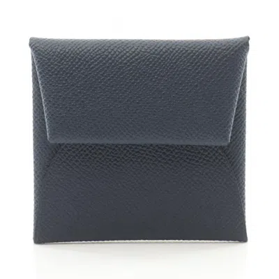 Pre-owned Hermes Navy Epsom Leather Coin Purse/coin Case ()