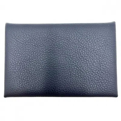 Pre-owned Hermes Navy Epsom Leather Coin Purse/coin Case ()