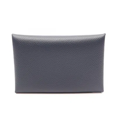 Pre-owned Hermes Navy Epsom Leather Coin Purse/coin Case ()