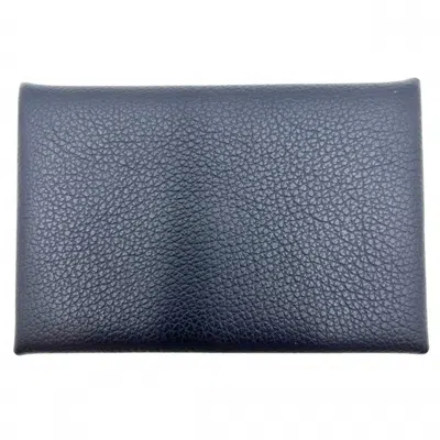 Pre-owned Hermes Navy Epsom Leather Coin Purse/coin Case ()