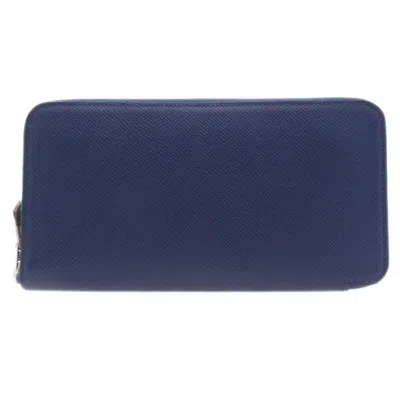 Pre-owned Hermes Navy Epsom Leather Long Wallet (bi-fold) ()
