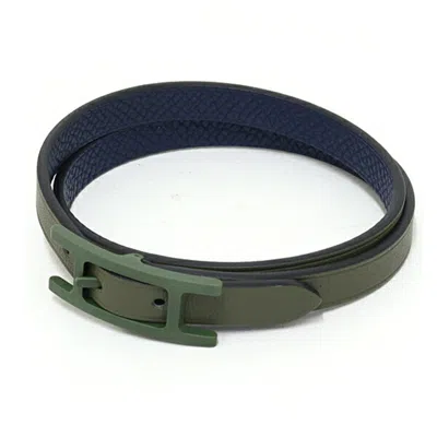 Pre-owned Hermes Navy Epsom Leather Swift Leather Charm Bracelet ()