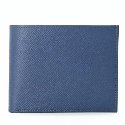 Pre-owned Hermes Navy Epsom Leather Wallet (bi-fold) () In Blue