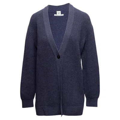 Pre-owned Hermes Navy  Cashmere V-neck Longline Cardigan In Blue