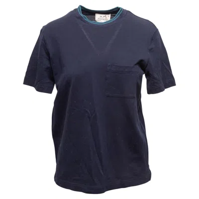 Pre-owned Hermes Navy  Short Sleeve Pocket T-shirt Size Us S In Blue