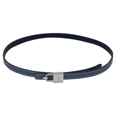 Pre-owned Hermes Navy  Skinny Leather Belt In Blue