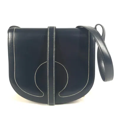 Pre-owned Hermes Navy Leather Pochette Shoulder Bag () In Blue